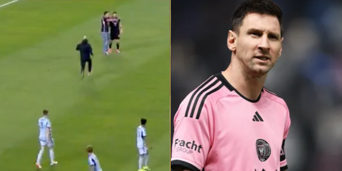 Messi's bodyguard rushes onto pitch to protect star from fans